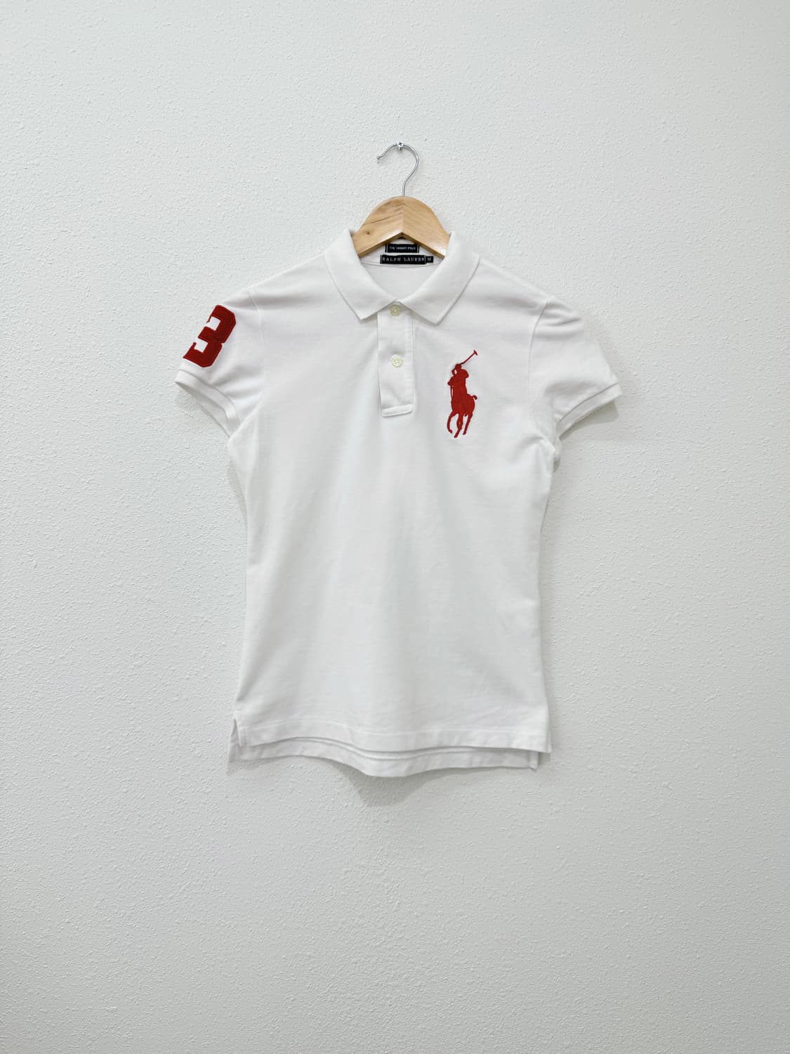 빈티지 Polo Ralph Lauren 화이트 패치 슬림 카라 반팔티 상품이미지1