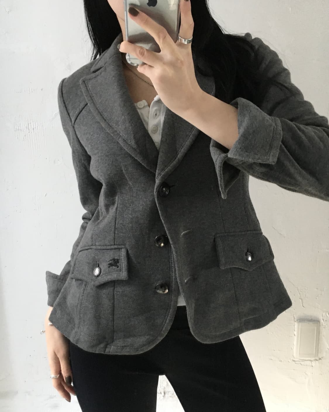 Burberry 버버리 블루라벨 그레이 코튼 카라 숏 자켓 상품이미지1