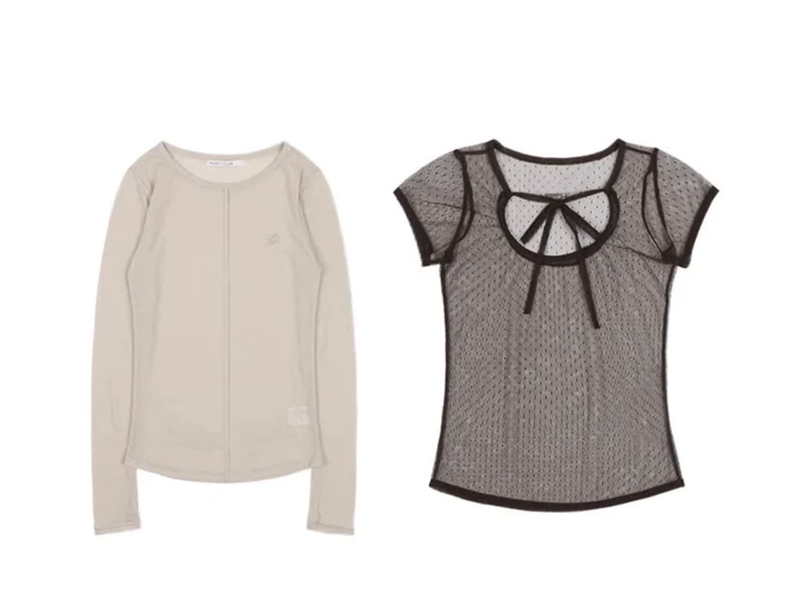 택달린 새상품) 팬시클럽 3-WAY 도트 레이어드 롱슬리브 베이지 상품이미지5