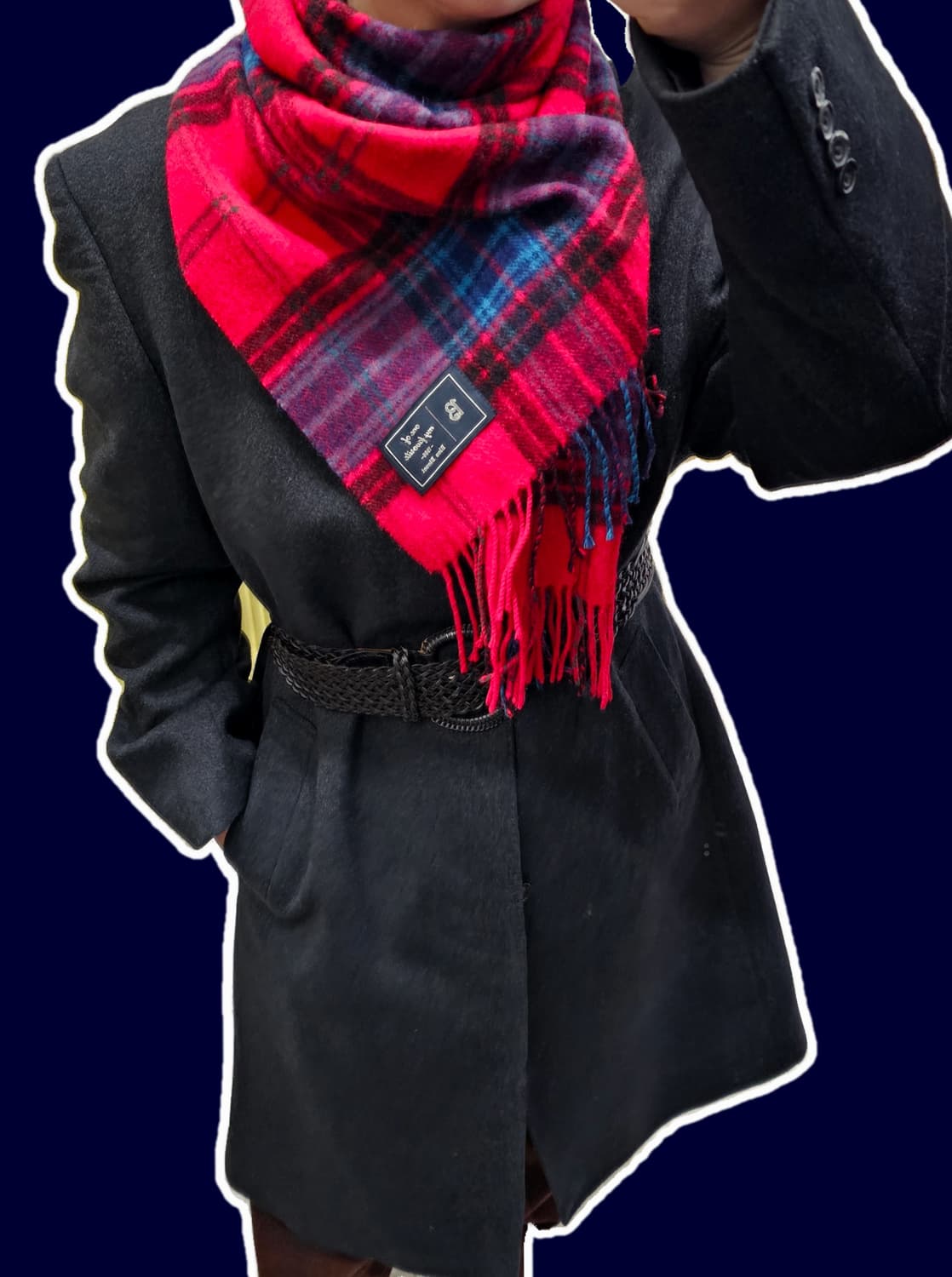 Blue Bleuet 레드 타탄체크 울 머플러 상품이미지1