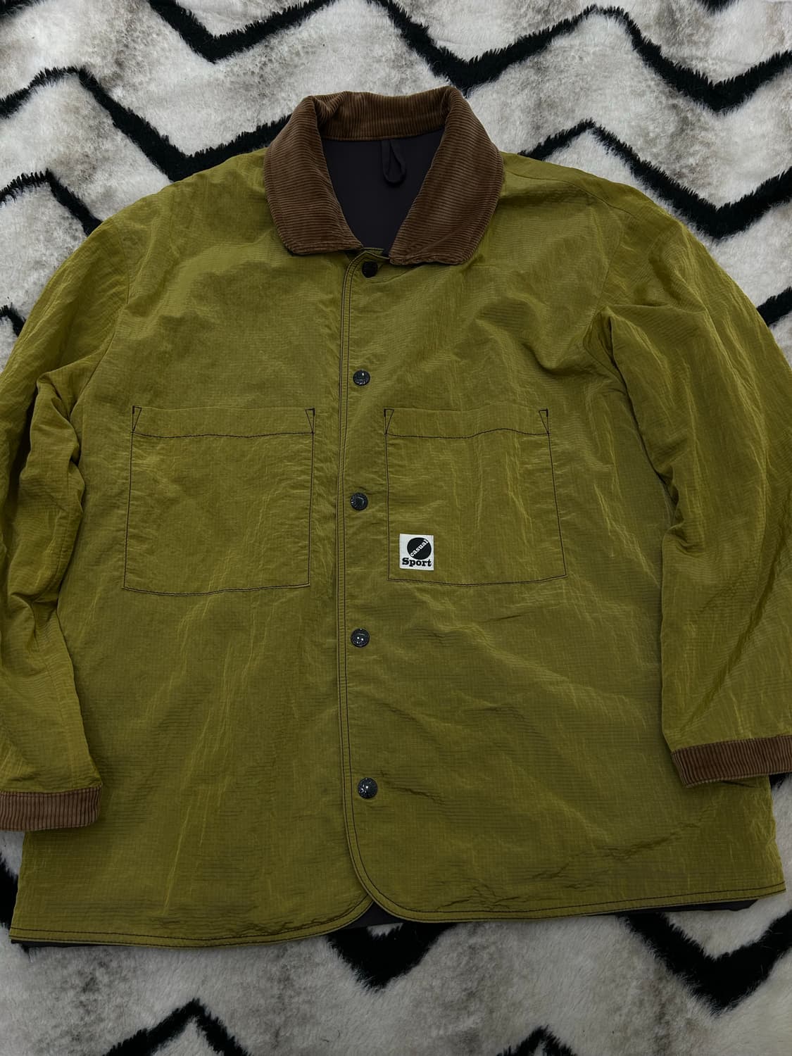 [M]헤리티지플로스 양면 나일론 헌팅 자켓/고동색 옅은그린 상품이미지3