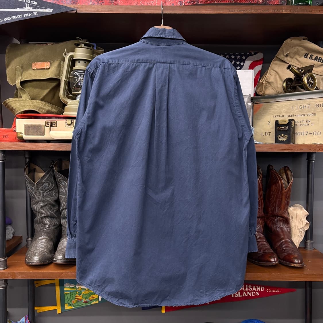 90s 폴로 랄프로렌 레드포니 헤비코튼 솔리드 오버셔츠 네이비 N335 상품이미지2