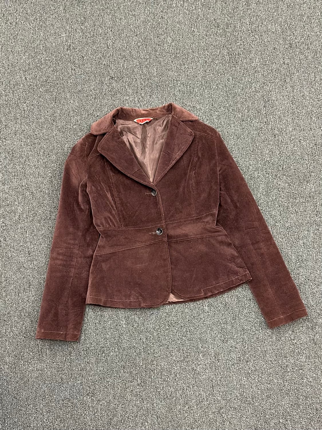 OS)Japanese vintage 여성 브라운 스웨이드 블레이저 상품이미지1