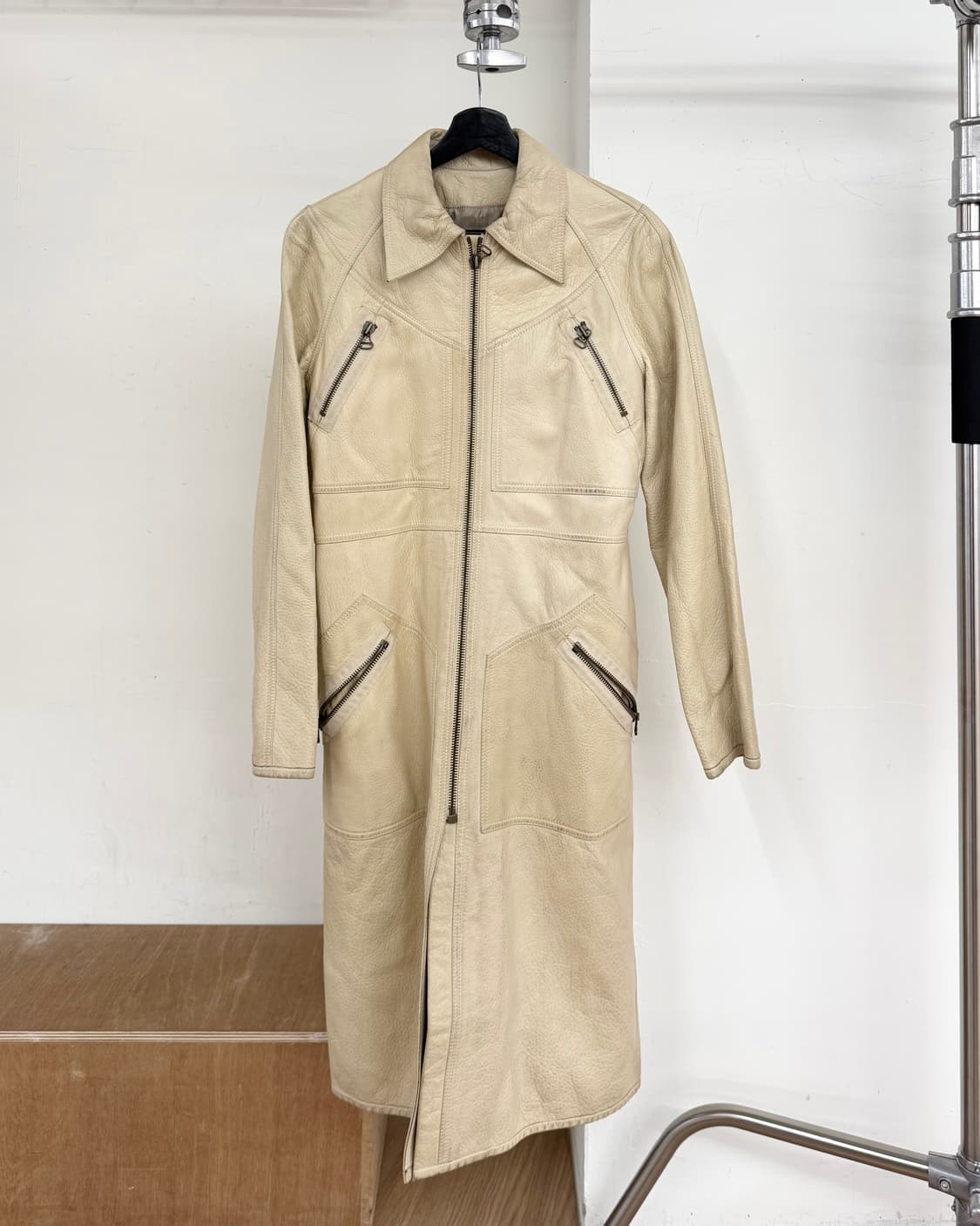 랑방 옐로우 2003fw 고트레더 롱코트 상품이미지1