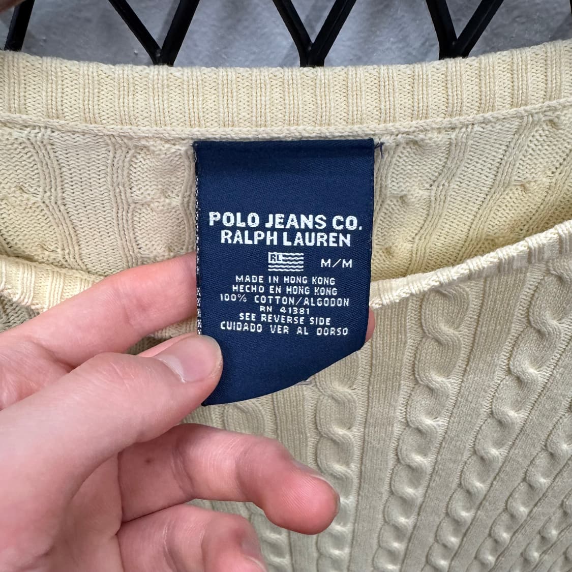 폴로 랄프로렌 케이블 니트 성조기 자수 로고 포인트 아이보리 상품이미지5