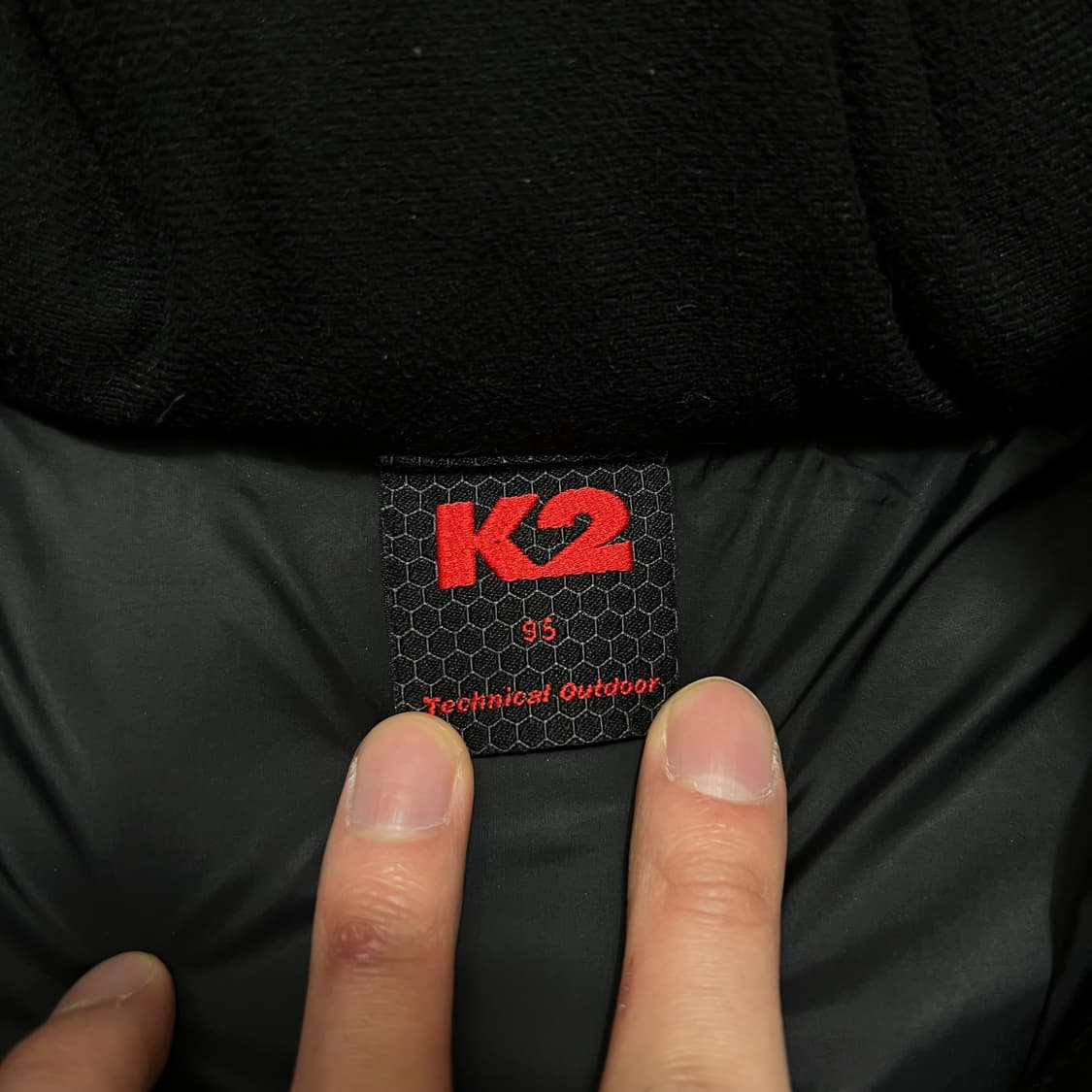 K2 아웃도어 구스다운 와펜 후드 패딩 점퍼 [블랙] M/95 상품이미지6