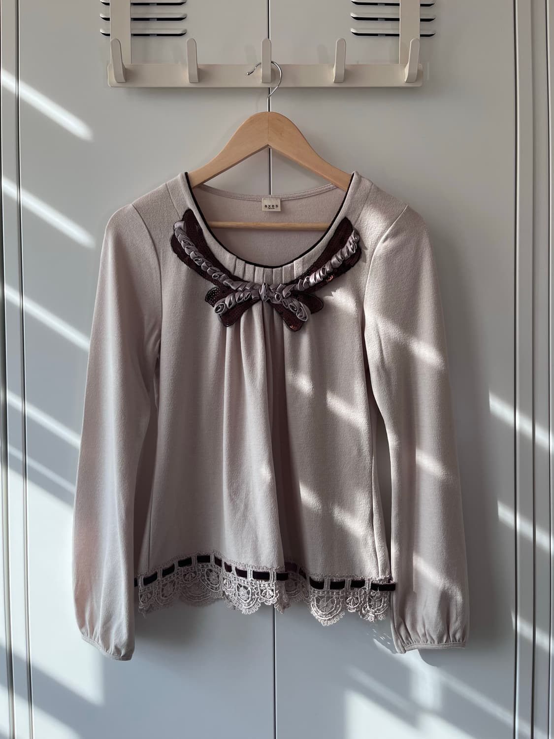 Axes femme 스팽글 리본 레이스 롱 슬리브 상품이미지5