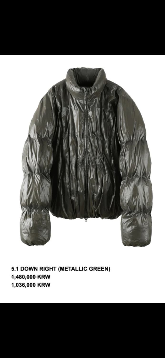 포스트아카이브팩션 (PAF) 5.1 다운 패딩 메탈릭 그린 M 사이즈 상품이미지4