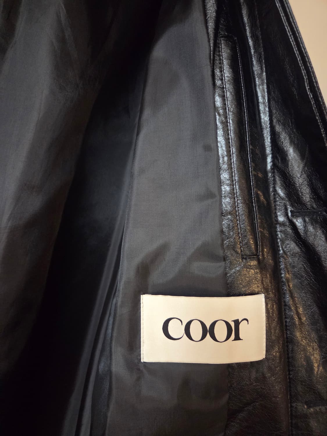 COOR 쿠어 비건 레더 싱글 카 코트 블랙 m사이즈 상품이미지2