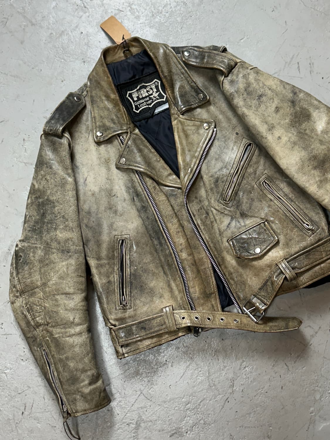 90's 빈티지 하드 에이징 레더 라이더 자켓 빈티지 레더 자켓 상품이미지6
