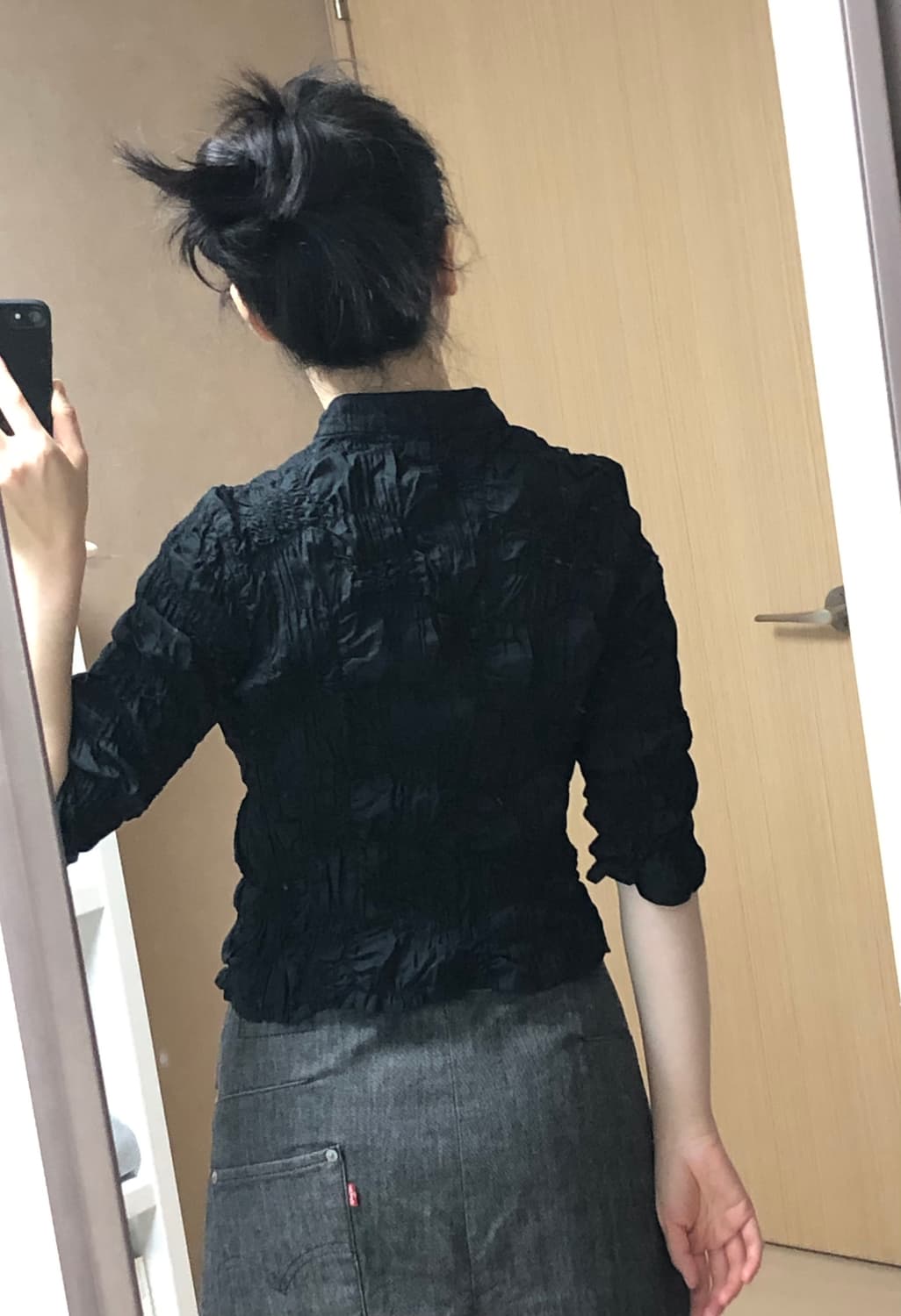 센소유니코 t.b 투웨이 링클 셔링 스탠드카라 5부 집업 셔츠 블라우스 상품이미지10