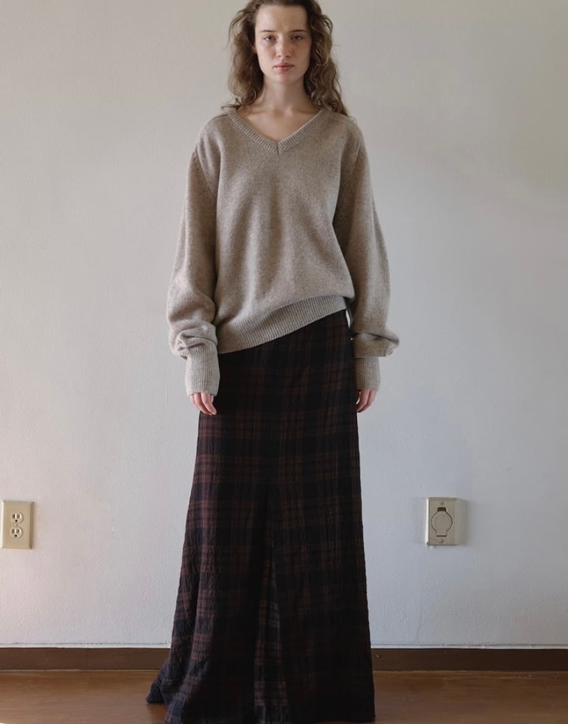 비아플레인 체크 롱 스커트 2사이즈 상품이미지1
