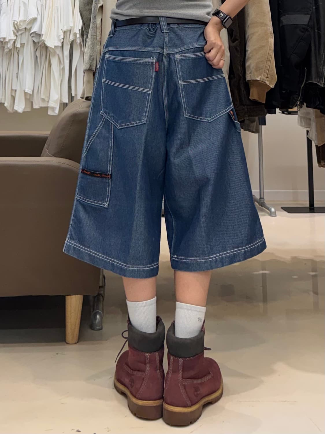 가우초 스티치 카펜터 데님 숏츠 상품이미지7