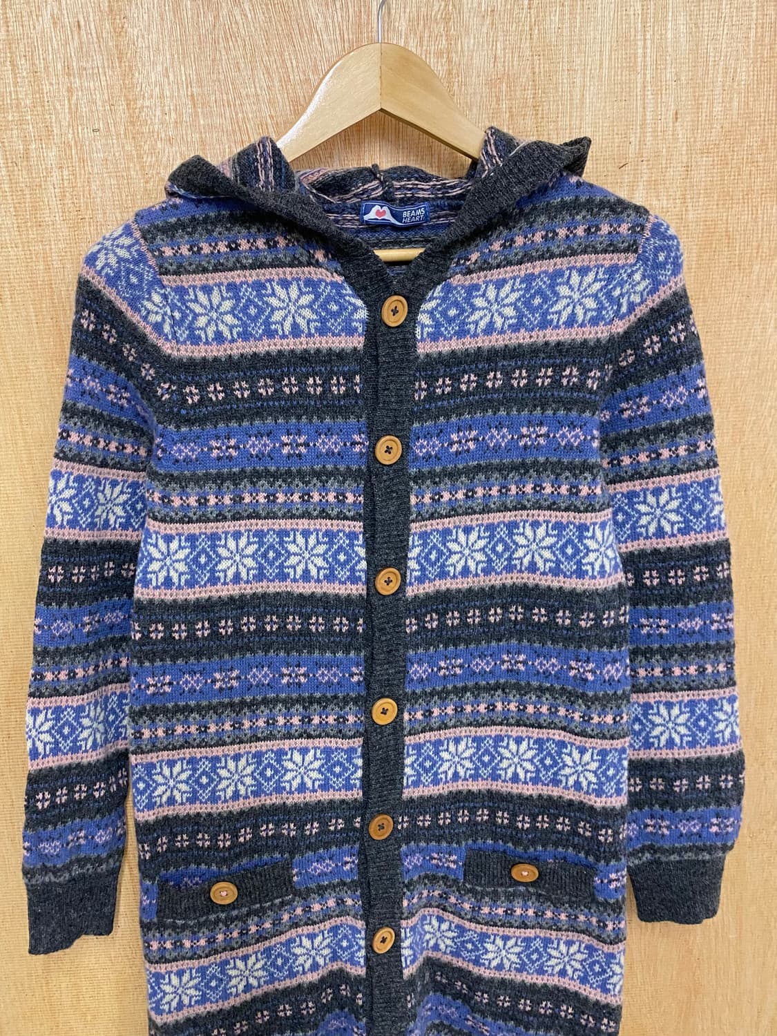 BEAMS fair isle hood cardigan 빔즈 후드 가디건 상품이미지3