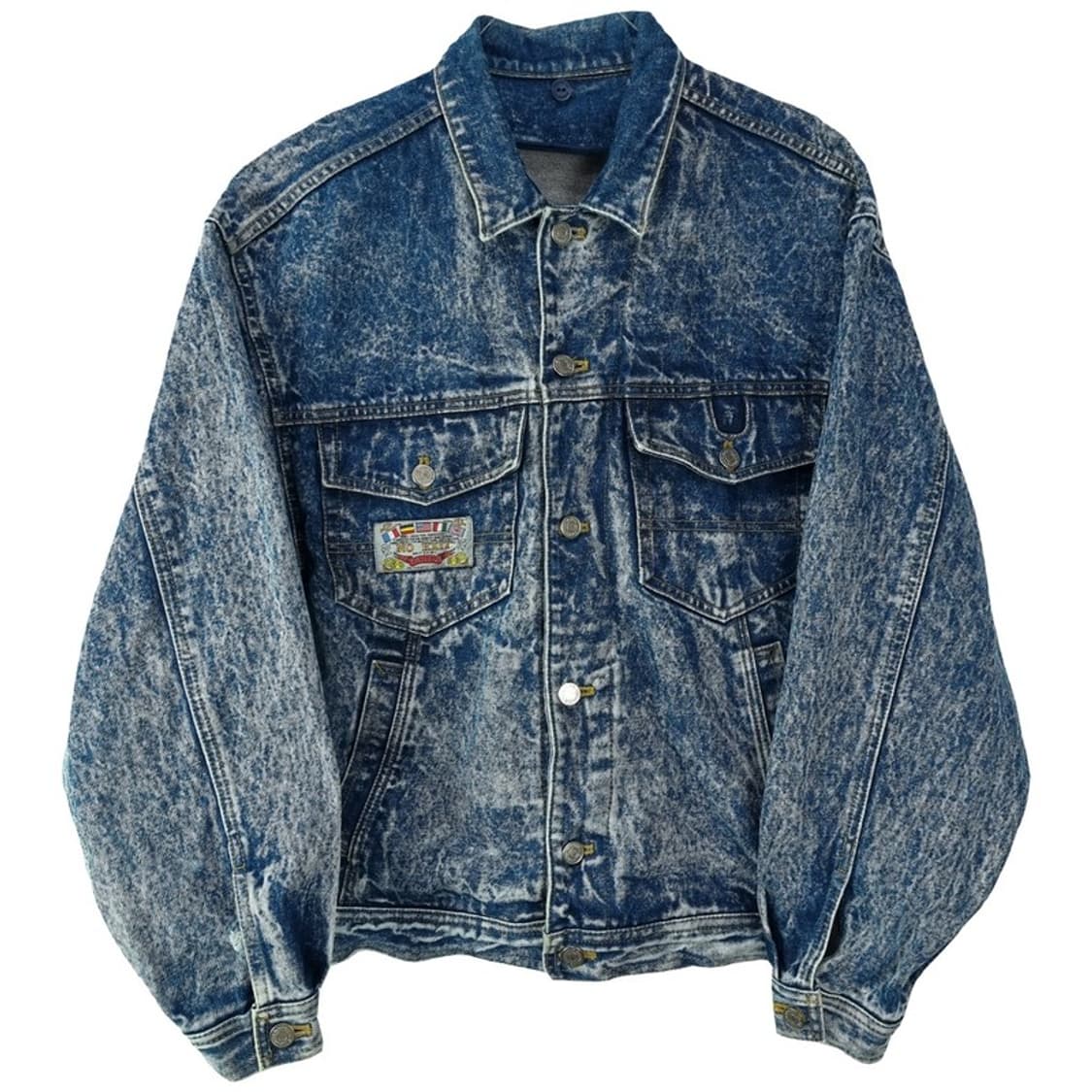 [빈티지] 스톤 크랙 워시드 오버핏 데님 자켓 청자켓 M20038 상품이미지2