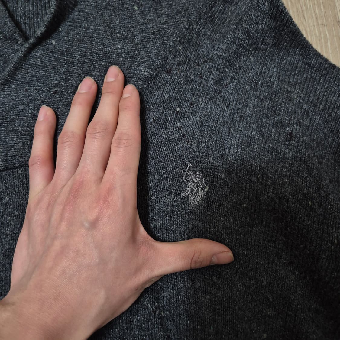 US 폴로 아센 숄카라 엘보우패치 니트 스웨터 XL(105) 상품이미지4