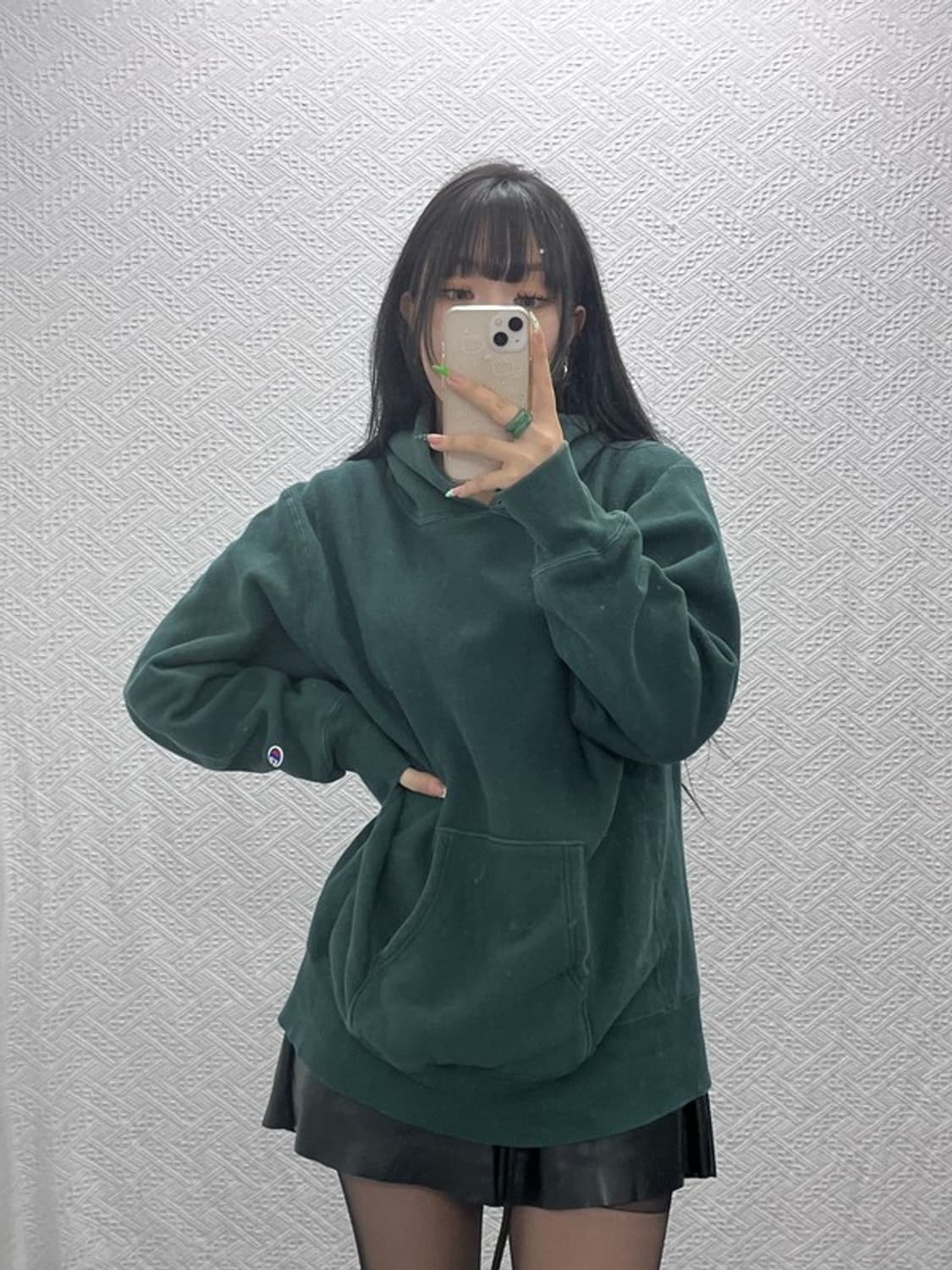 챔피온 리버스위브 딥그린 약기모 후드티 XL C09308 상품이미지1