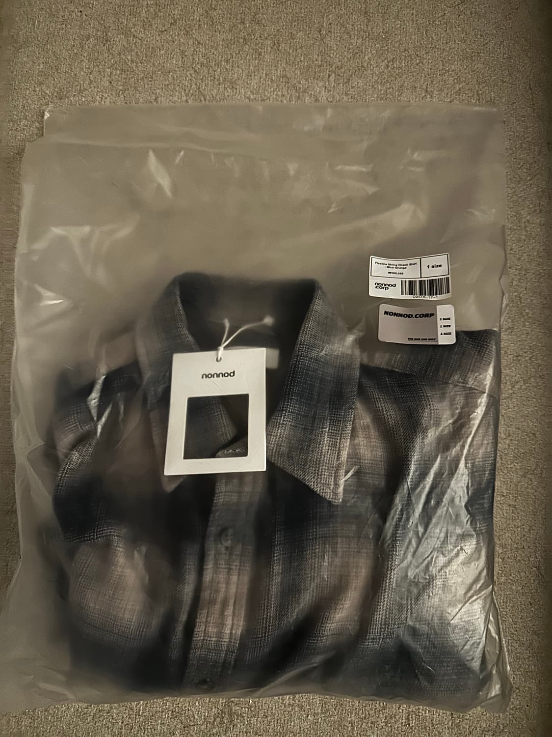 [1] 논노드 플랙서블 스트링 체크 셔츠 블루 그런지  상품이미지2