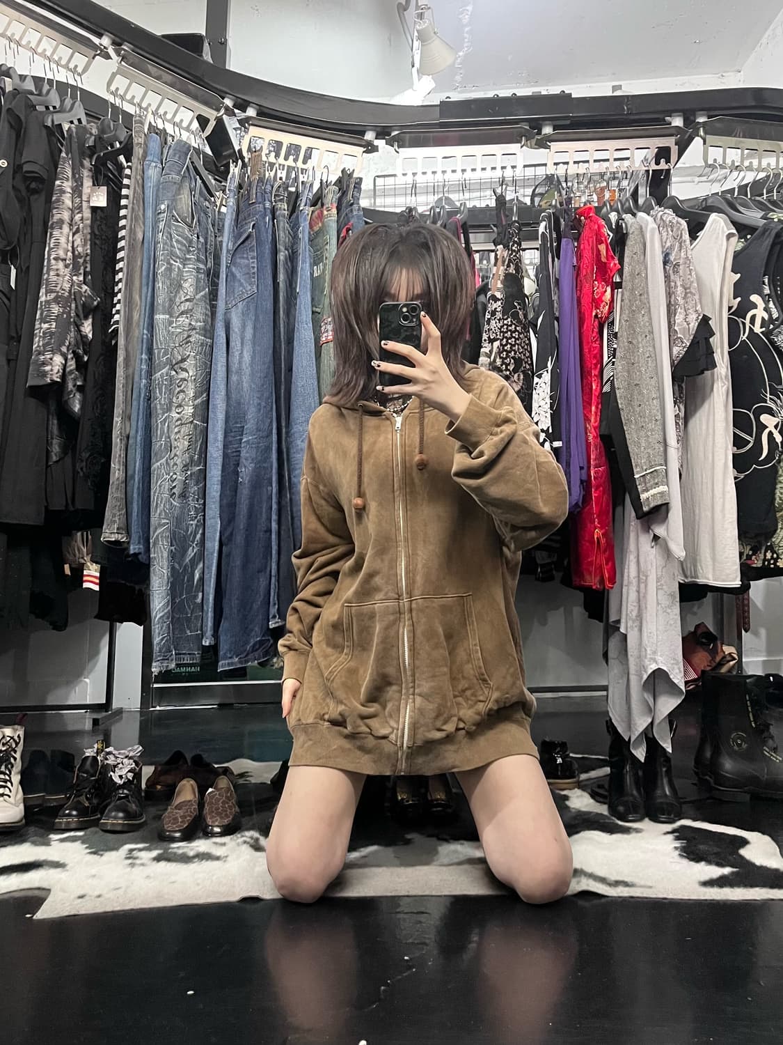 브라운 오리엔탈 프린팅 후드집업 상품이미지9