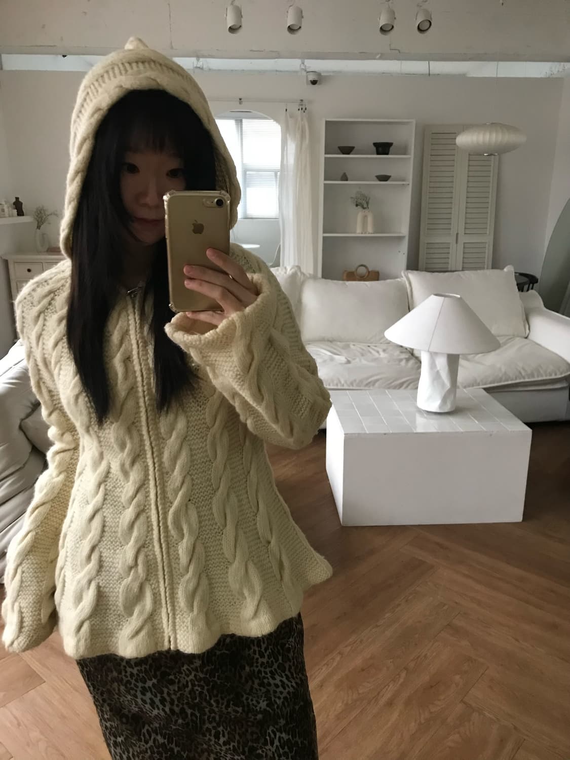 vintage wool hood knit zip up 상품이미지6