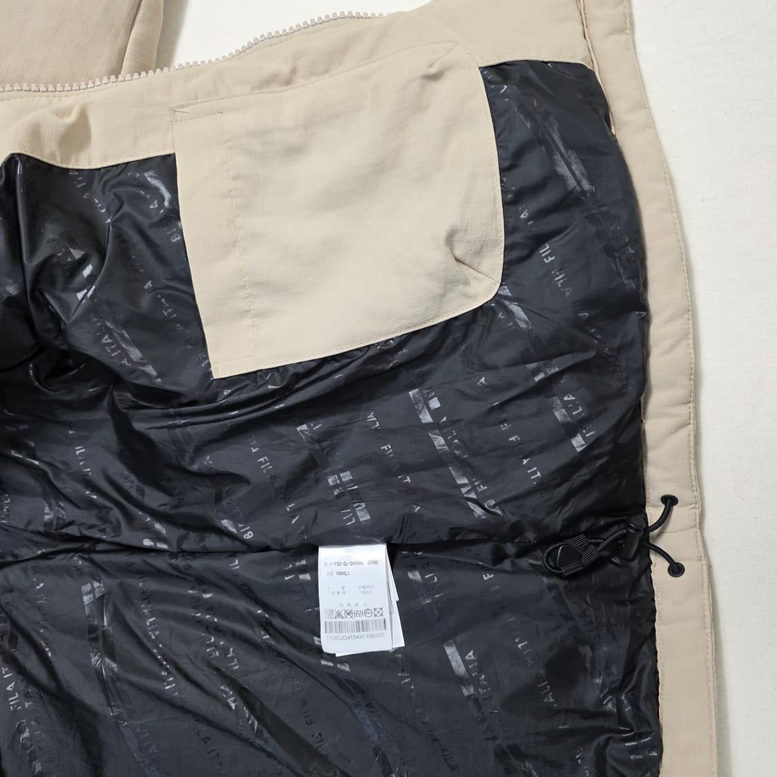 0787 휠라 다운 숏패딩 아이보리 베이지 투톤 100(L) 상품이미지6