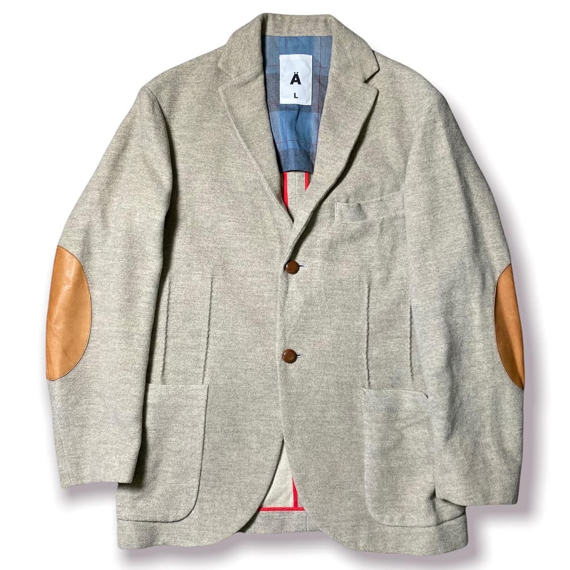 빈티지 레더 패치 싱글 울 자켓 상품이미지1