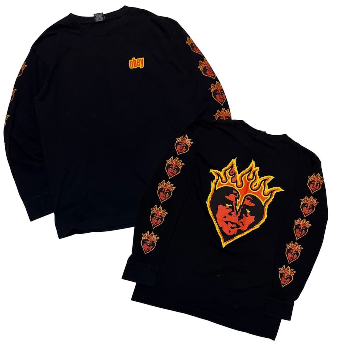 오베이 플레임 하트 롱슬리브 긴팔티 블랙 상품이미지1