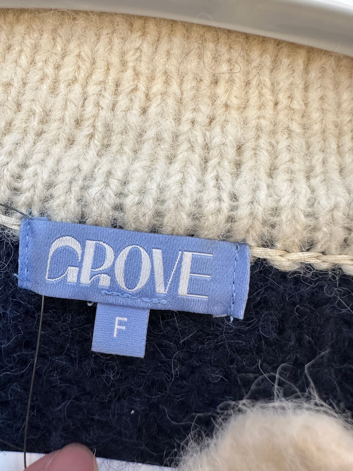 F) grove 그로브 네이비 헤어리 니트 티셔츠 상품이미지3