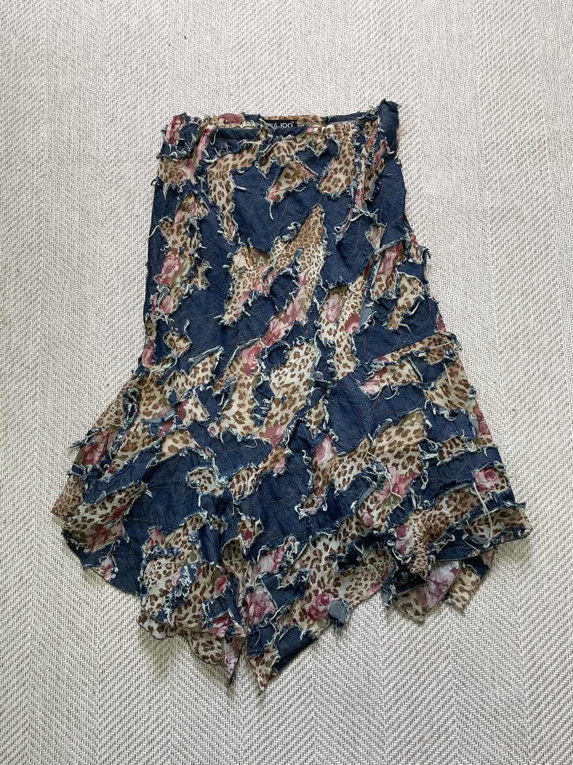 니나 루 패치워크 프린지 사시코 언밸런스 플레어 스커트 상품이미지2