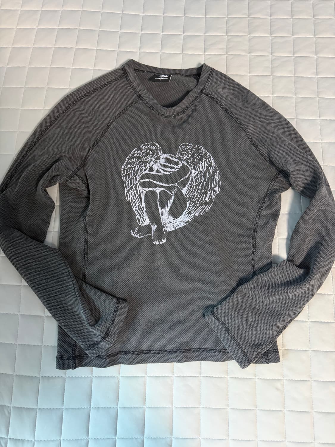 나이스고스트클럽 crying angel 와플 롱슬리브 차콜 L 상품이미지2