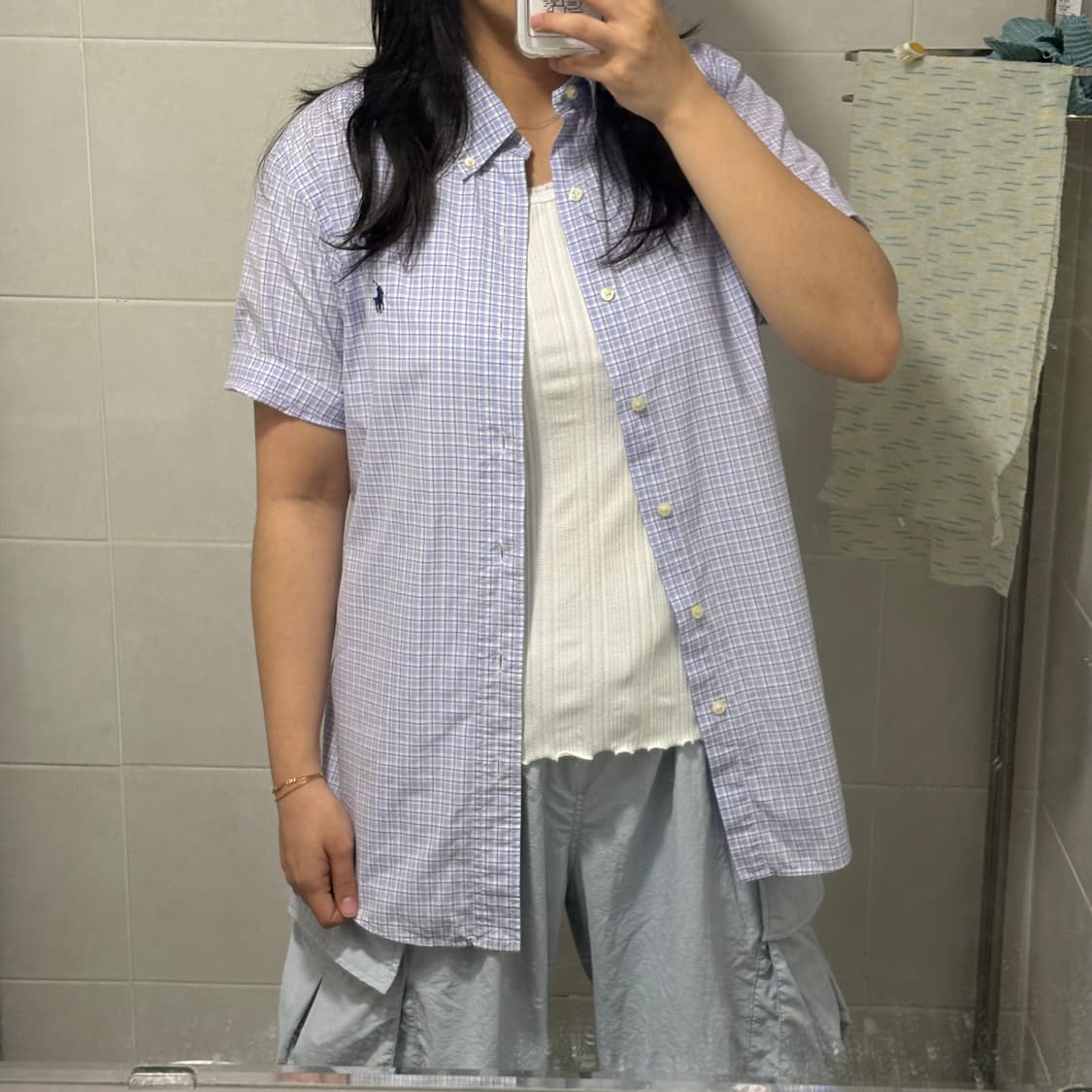 폴로 랄프로렌 라벤더🪻연보라 체크 반팔셔츠 상품이미지5