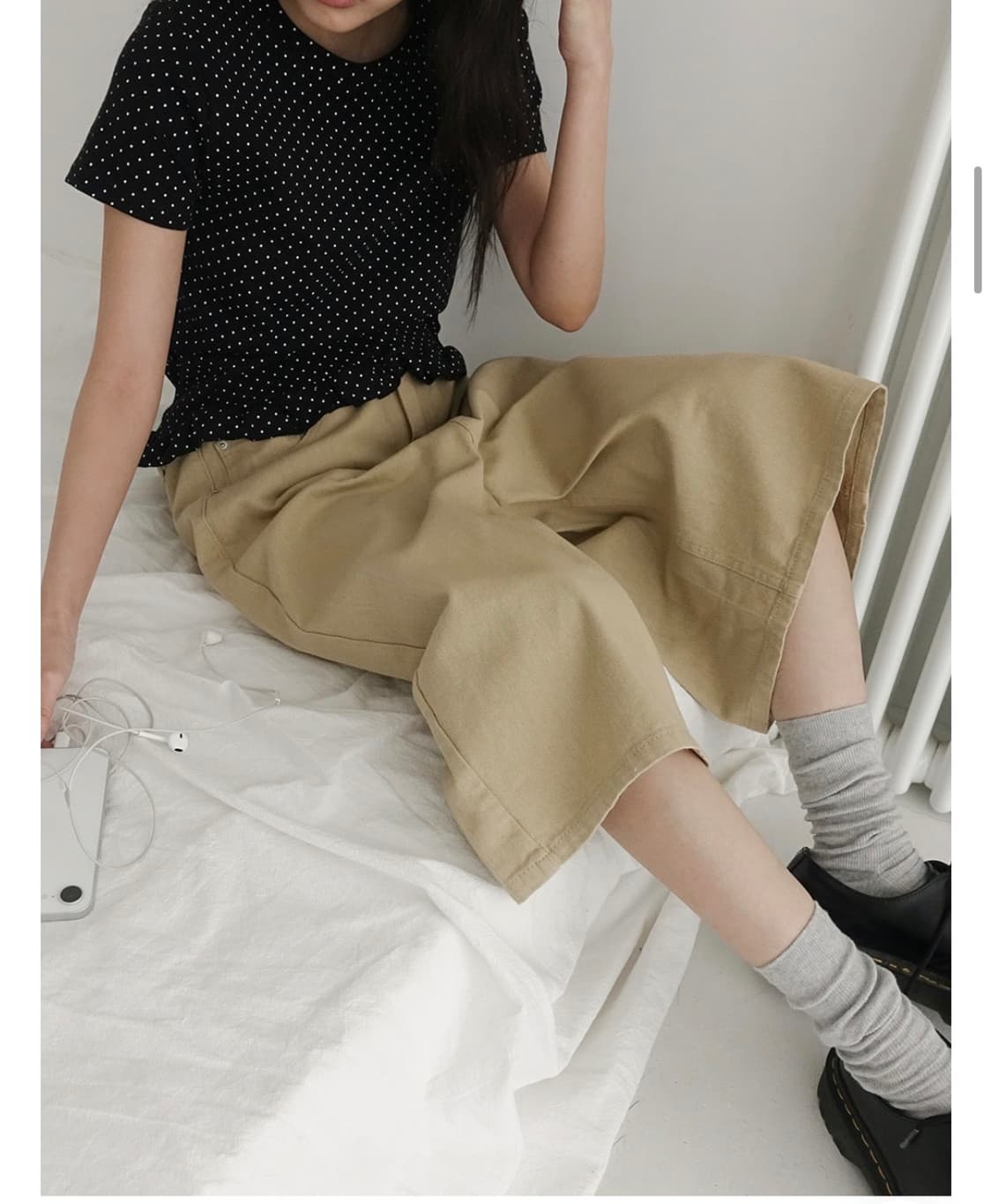 데일리쥬 썸머 비조 와이드 버뮤다 팬츠 베이지 상품이미지1