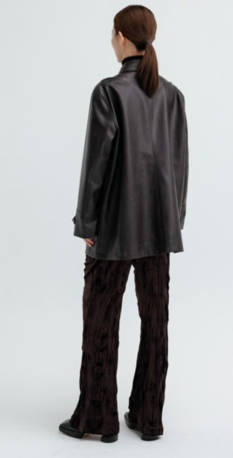 에센셜 바이 이큐엘 a-line leather jacket(다크브라운 S 상품이미지2