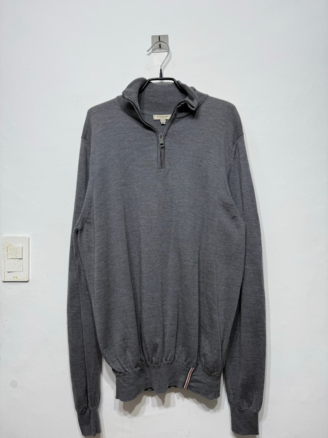 버버리 정품 반집업 메리노울 니트 하프집업 XL 상품이미지1