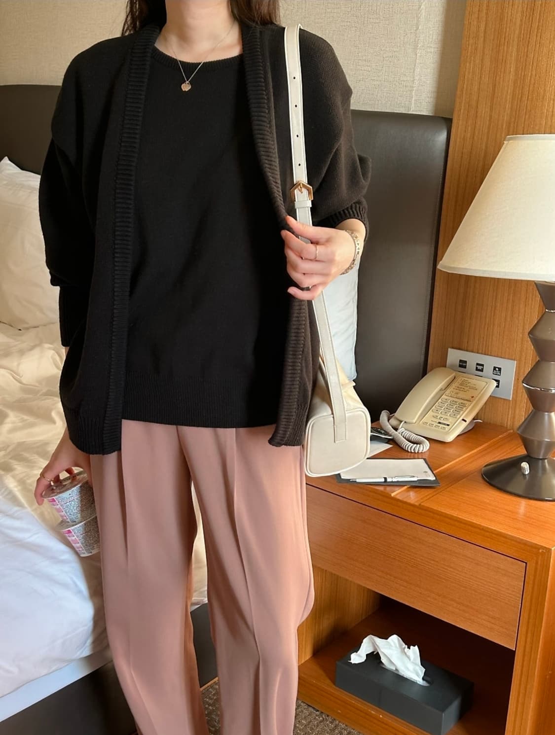 5KP 라이 레이어드 가디건 블랙 새제품 상품이미지2