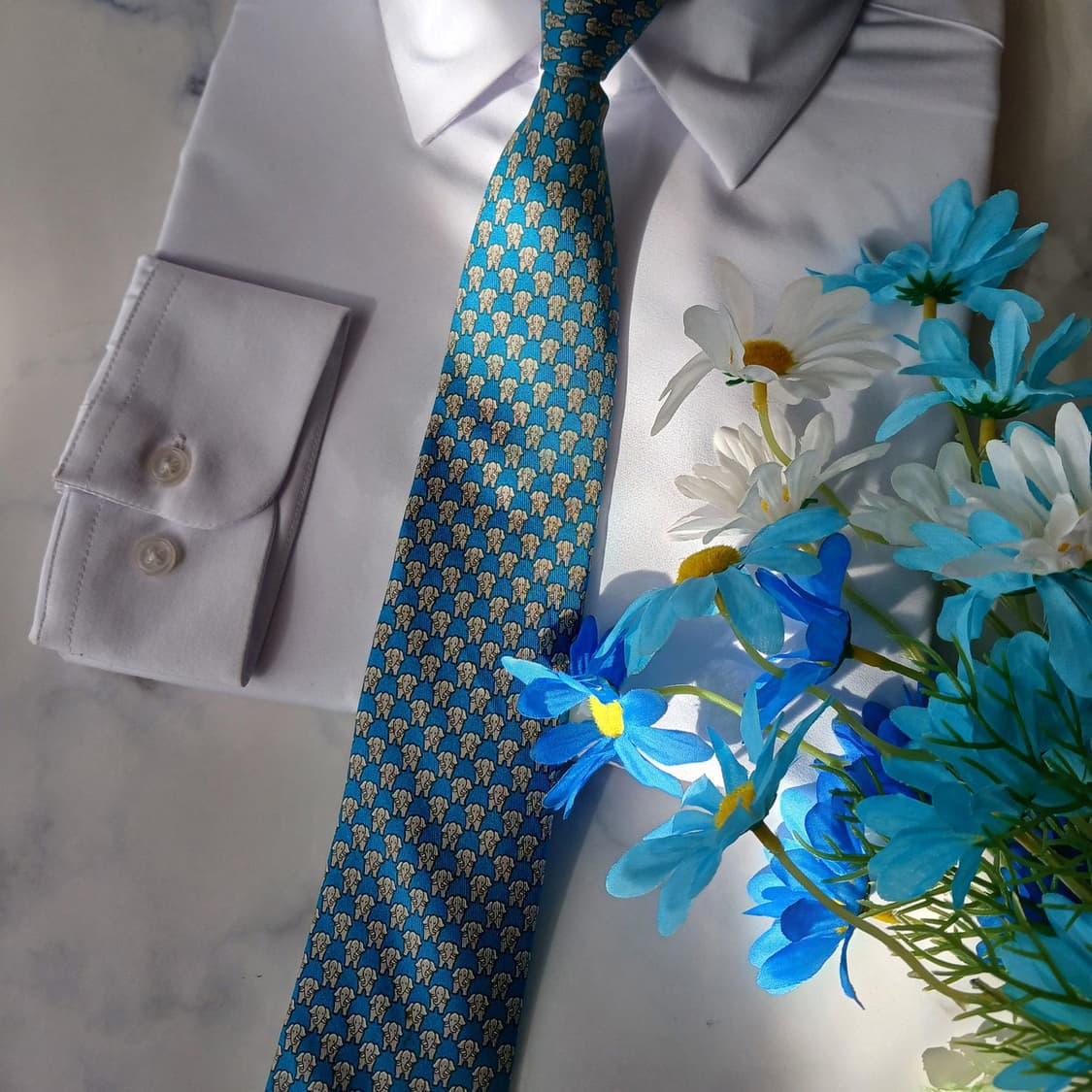 에르메스 실크 블루 코끼리 패턴 넥타이 7.9cm B등급 A19488

 상품이미지5