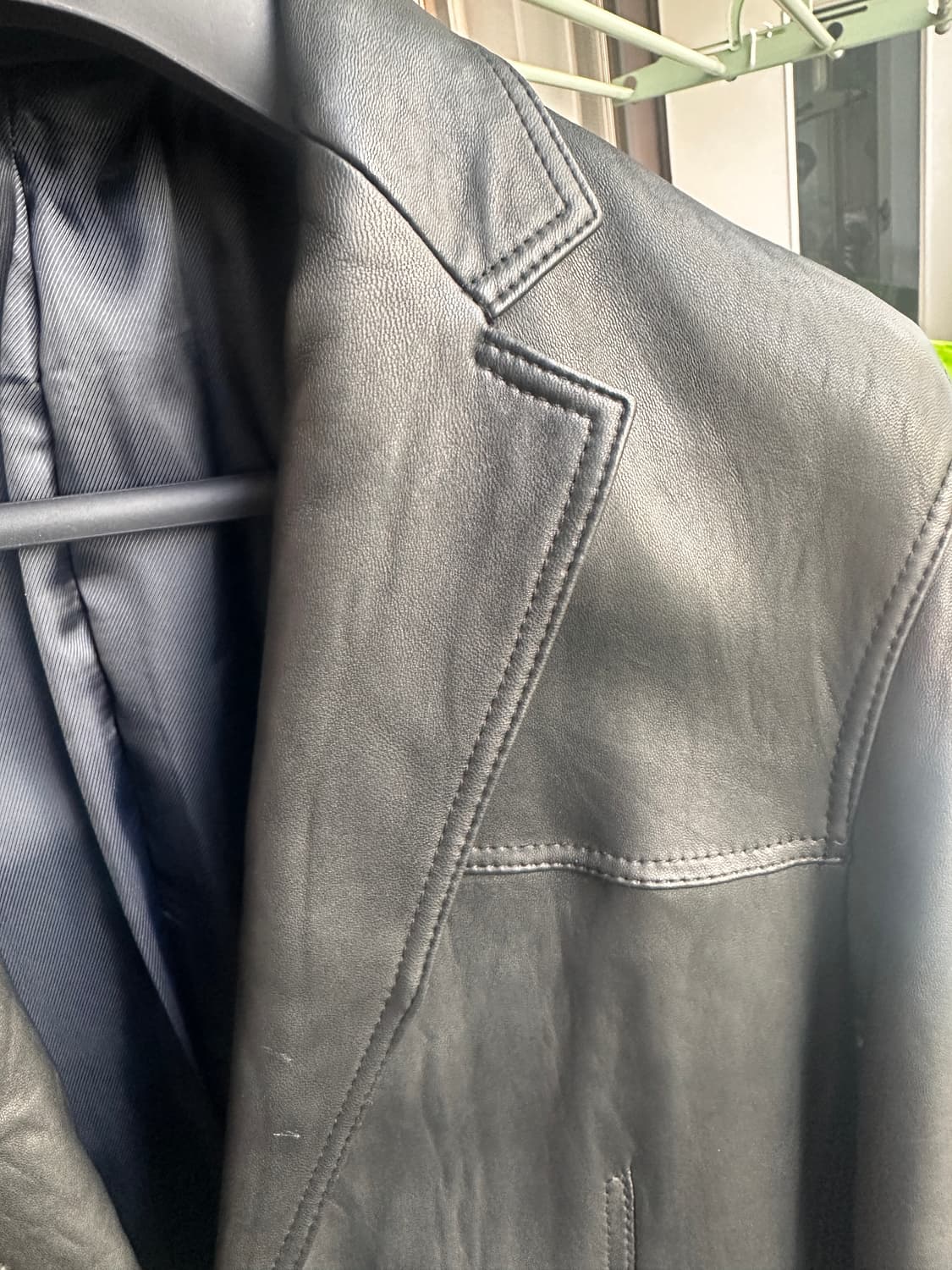 (옴브루노(HOMBRUNO)천연 레더 블레이저 가죽자켓 (블랙/100) 상품이미지4