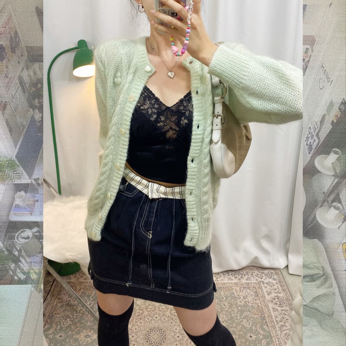 민트 꽈배기 가디건 상품이미지6