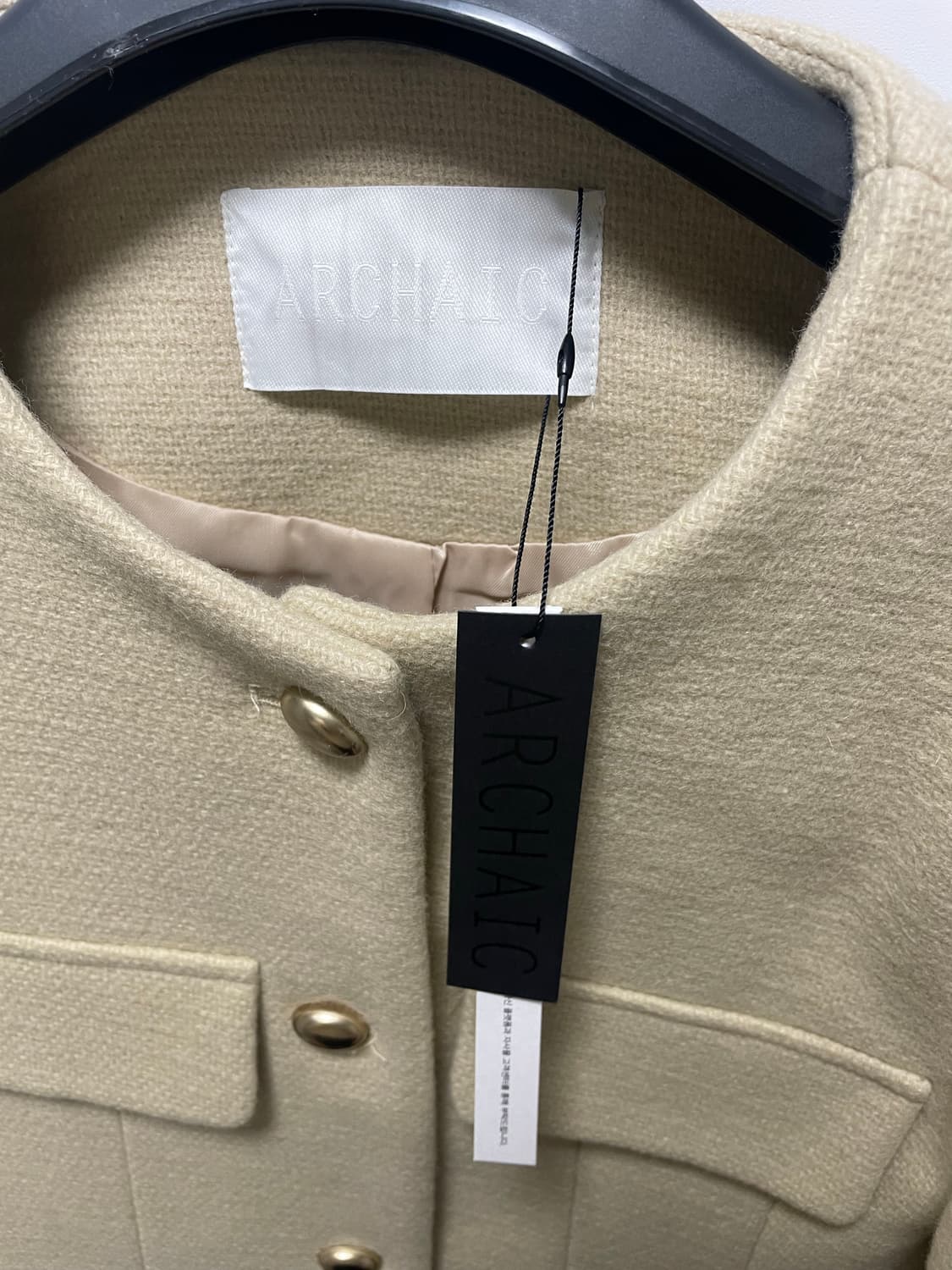 아르카익 round pad crop jacket_yellow beige 상품이미지5