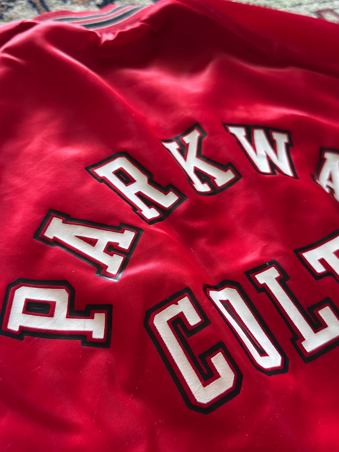 90s USA Chalk Line satin varsity Jacket 상품이미지5