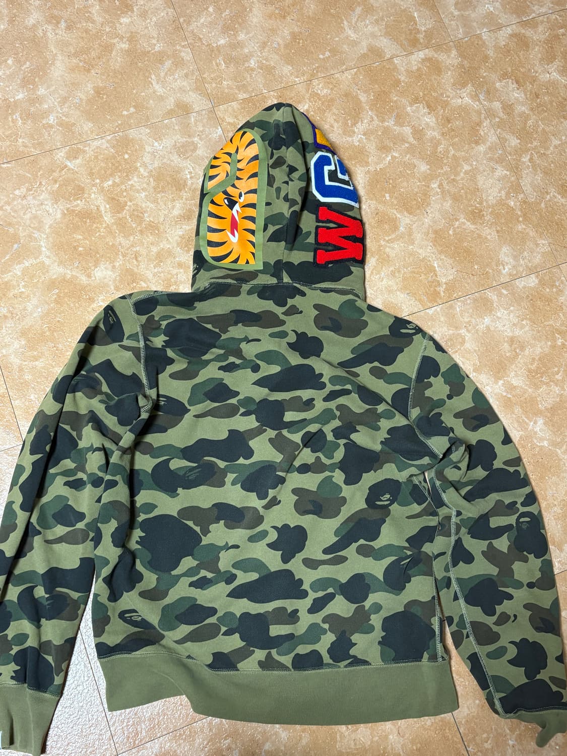 베이프 퍼스트 카모 샤크 풀 집 후드 아미 그린 XL 상품이미지2