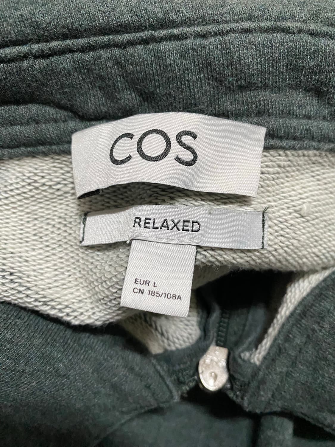 COS 코스 남성 집업 카라 스웻셔츠 다크 그린 100-105 상품이미지4