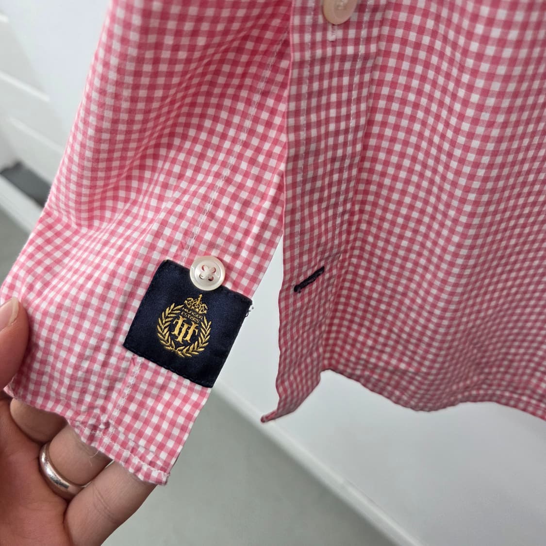 타미힐피거 깅엄체크 셔츠 레드 남L 상품이미지6