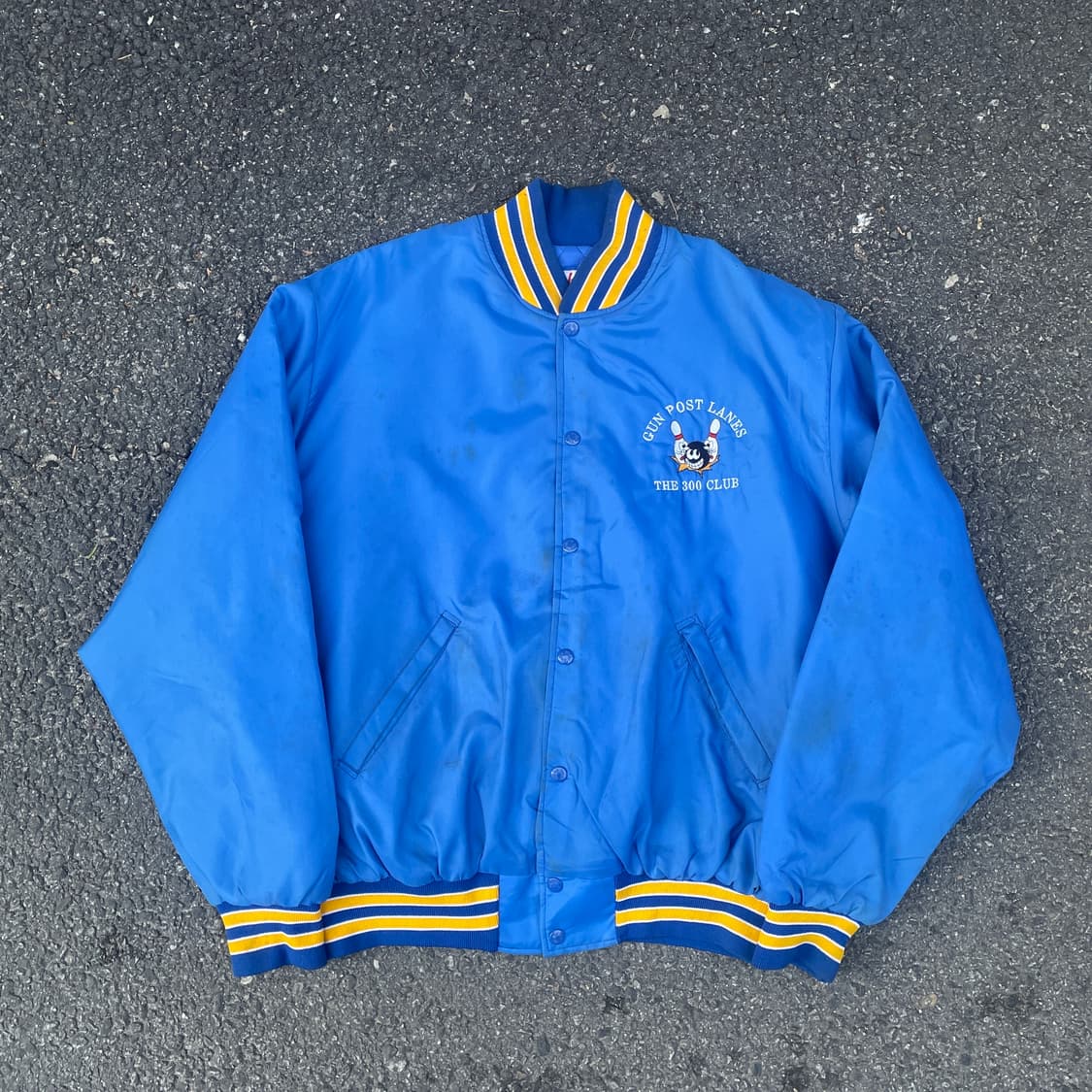 90s USA Birdie 자수 빅로고 올드스쿨 점퍼 사틴 코치자켓 XL 상품이미지3