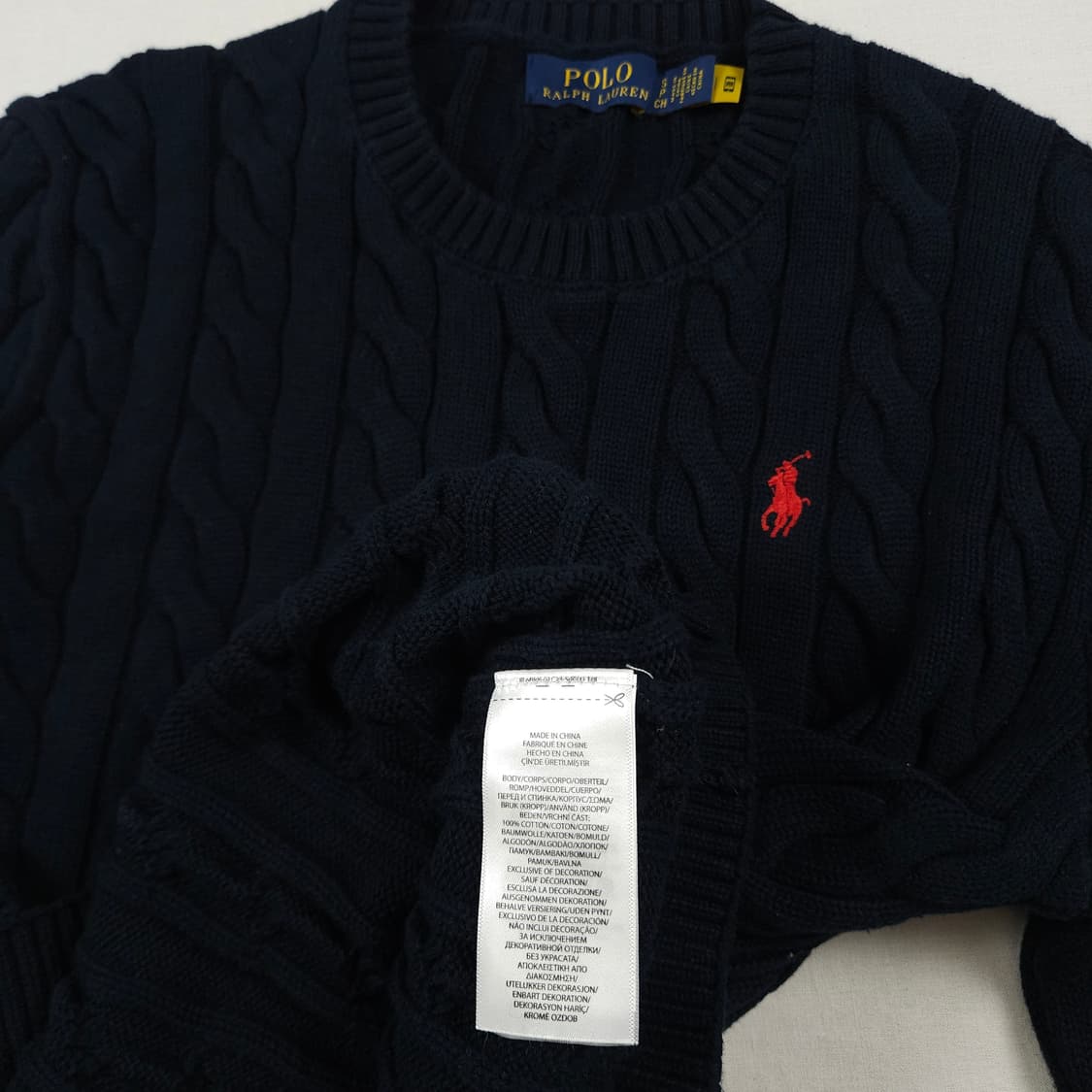 S(90)폴로 랄프로렌 라운드 케이블니트 네이비 상품이미지5