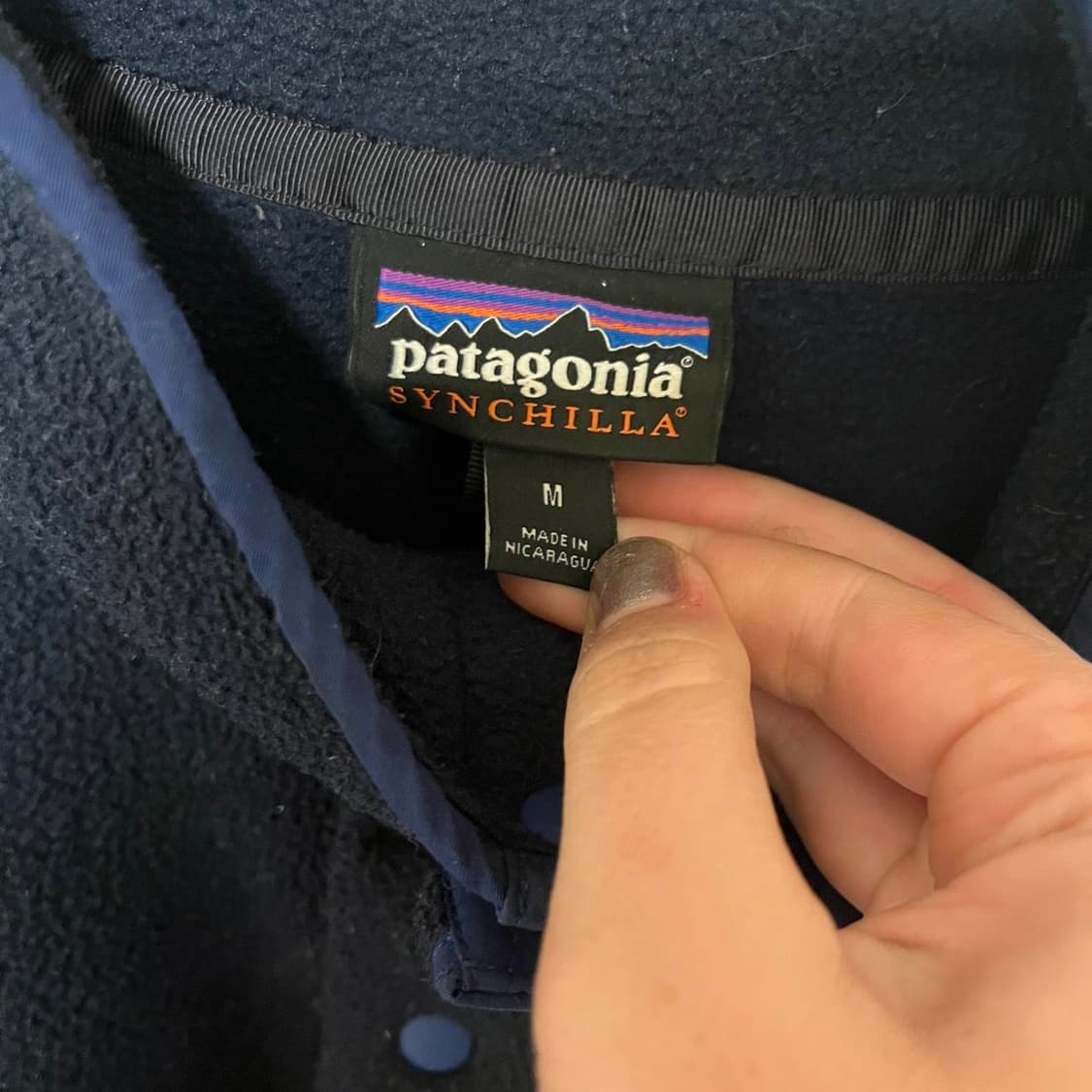 10s 파타고니아 신칠라 스냅-T 네이비/레드 니카라과 상품이미지3