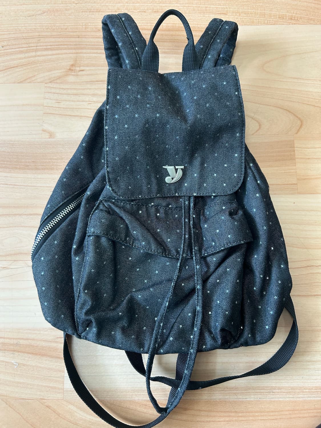 여밈 미니 데이 백팩 스타 블랙 상품이미지2