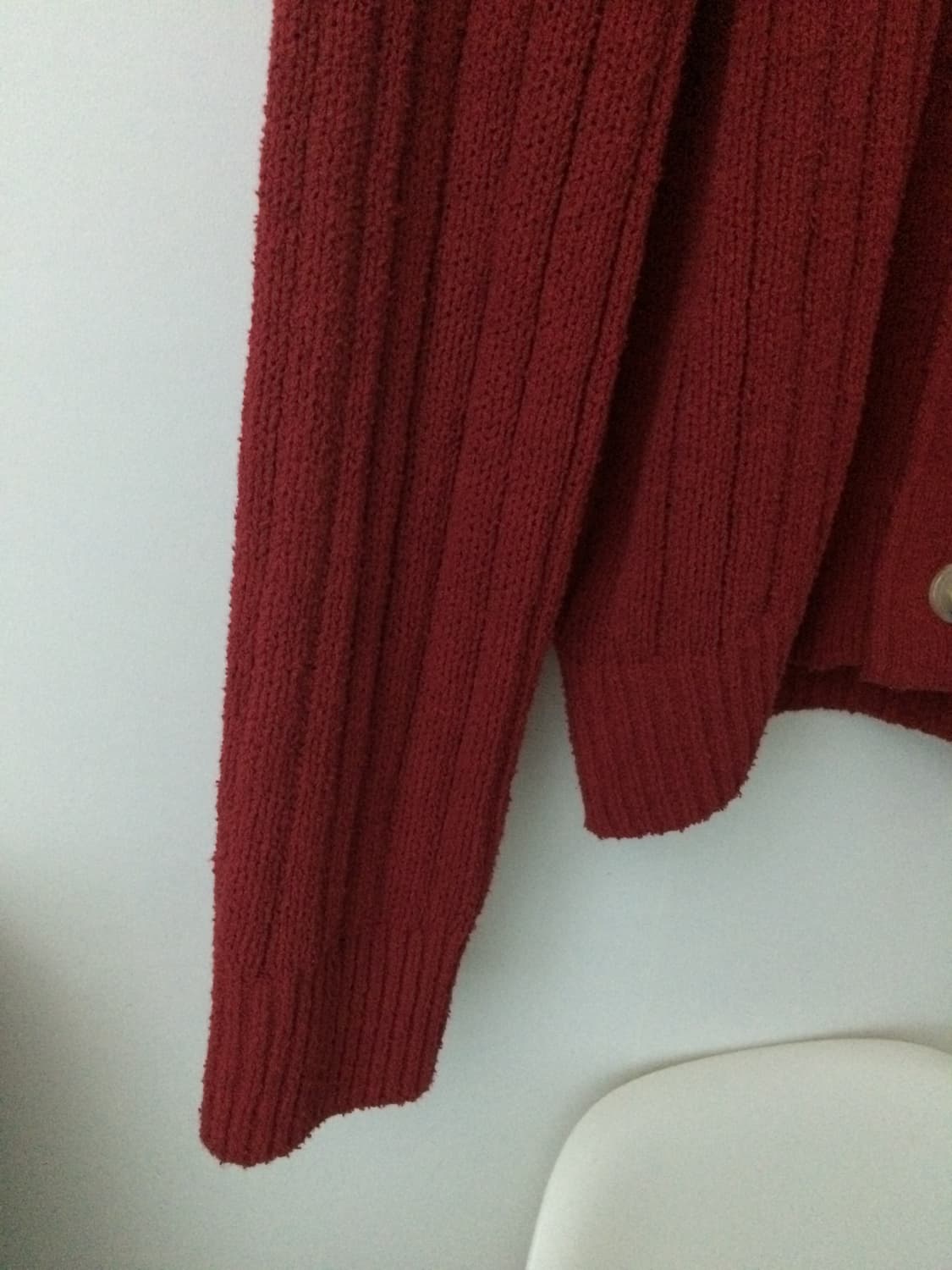 [M] 세터 파로 오버 사이즈 부클 가디건 버건디 레드 상품이미지3