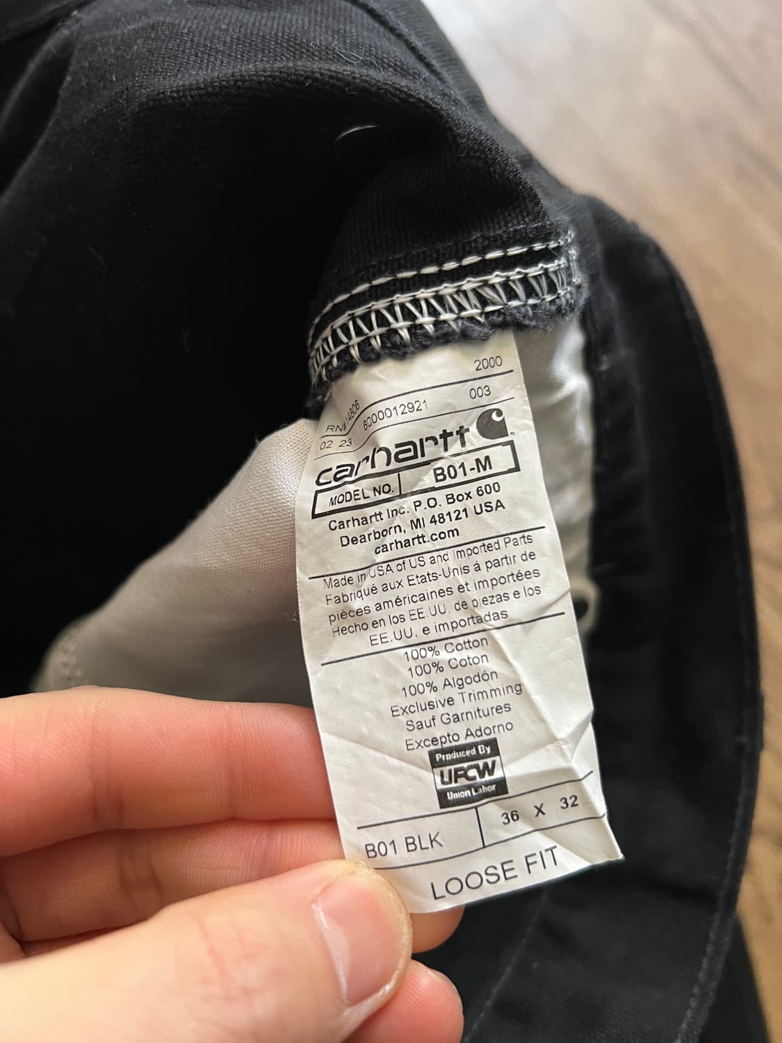 [36]칼하트 Made in USA 블랙 더블니 워크 팬츠 상품이미지8