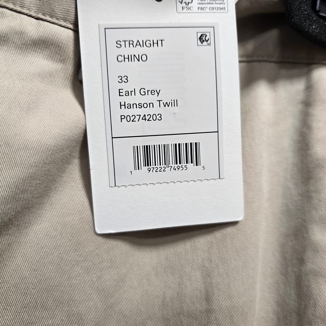 새상품] 띠어리 스트레이트 치노 팬츠 33 (Earl Grey) 상품이미지2